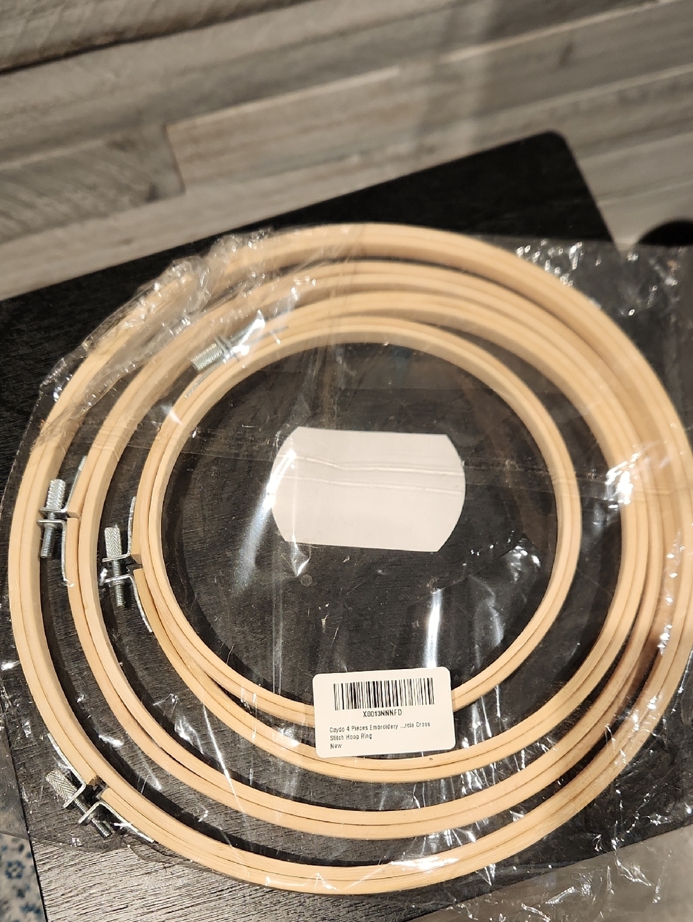 NWT Caydo Wooden Embroidery Stitched Hoop Ring Set - Natural Light Wood 4 Sizes